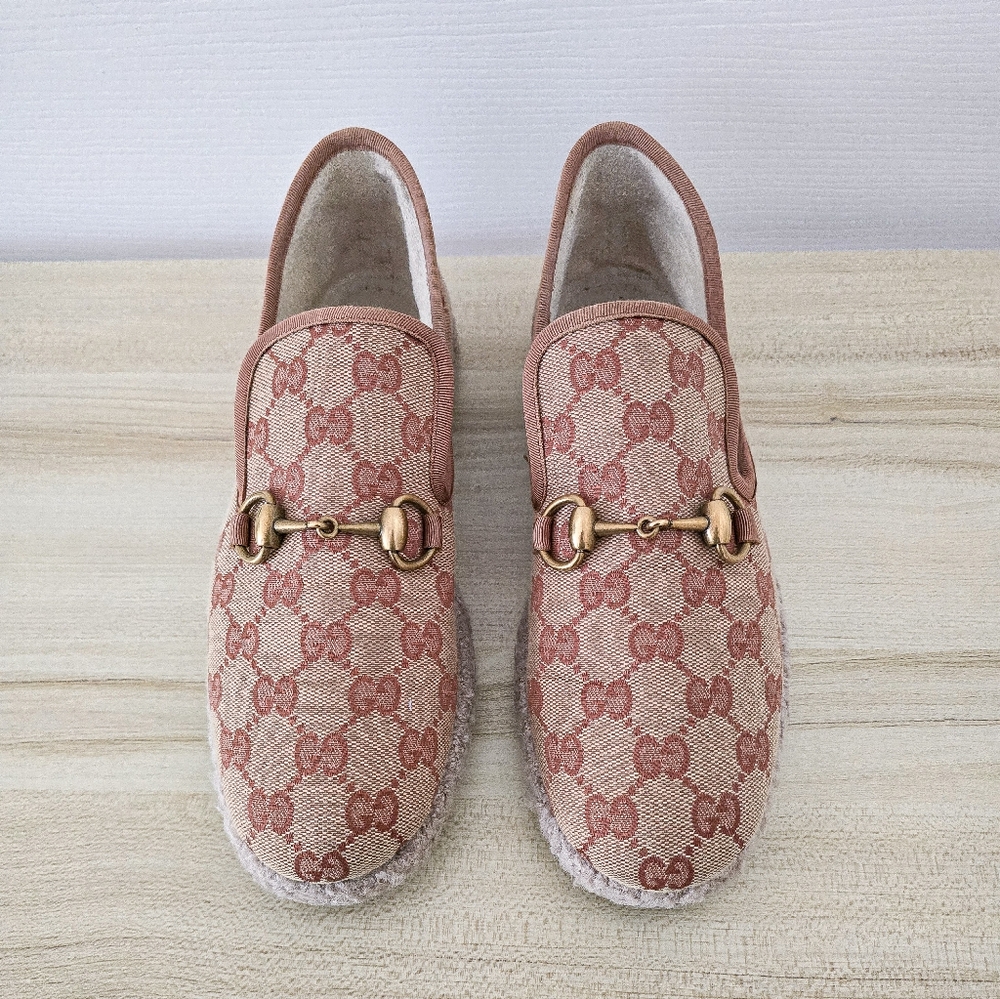 Gucci GG Fria Monogram Canvas Horsebit Espadrille Loafer Size 37 - Picture 9 of 12